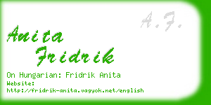 anita fridrik business card